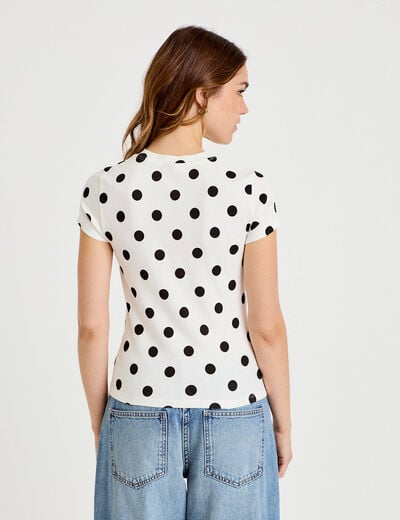 Top ajust&eacute; col rond manches courtes blanc femme