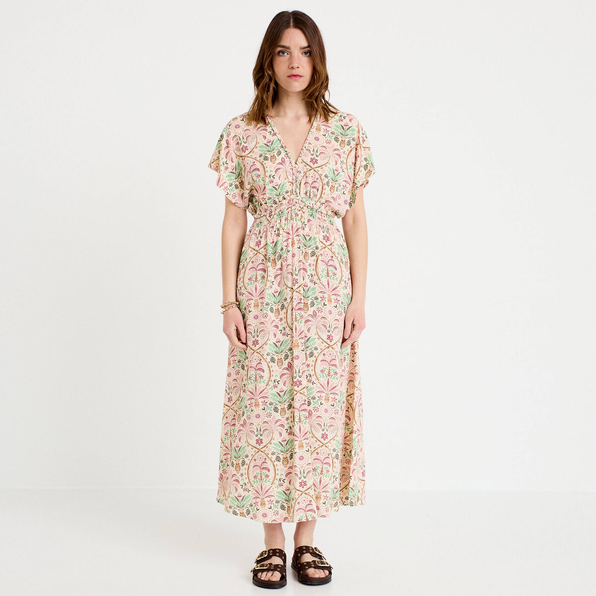 Robe longues manches courtes blanc femme