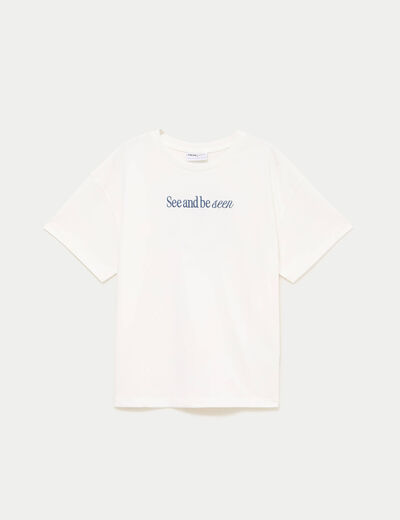 T-shirt oversize brod&eacute; Bridgerton ecru femme