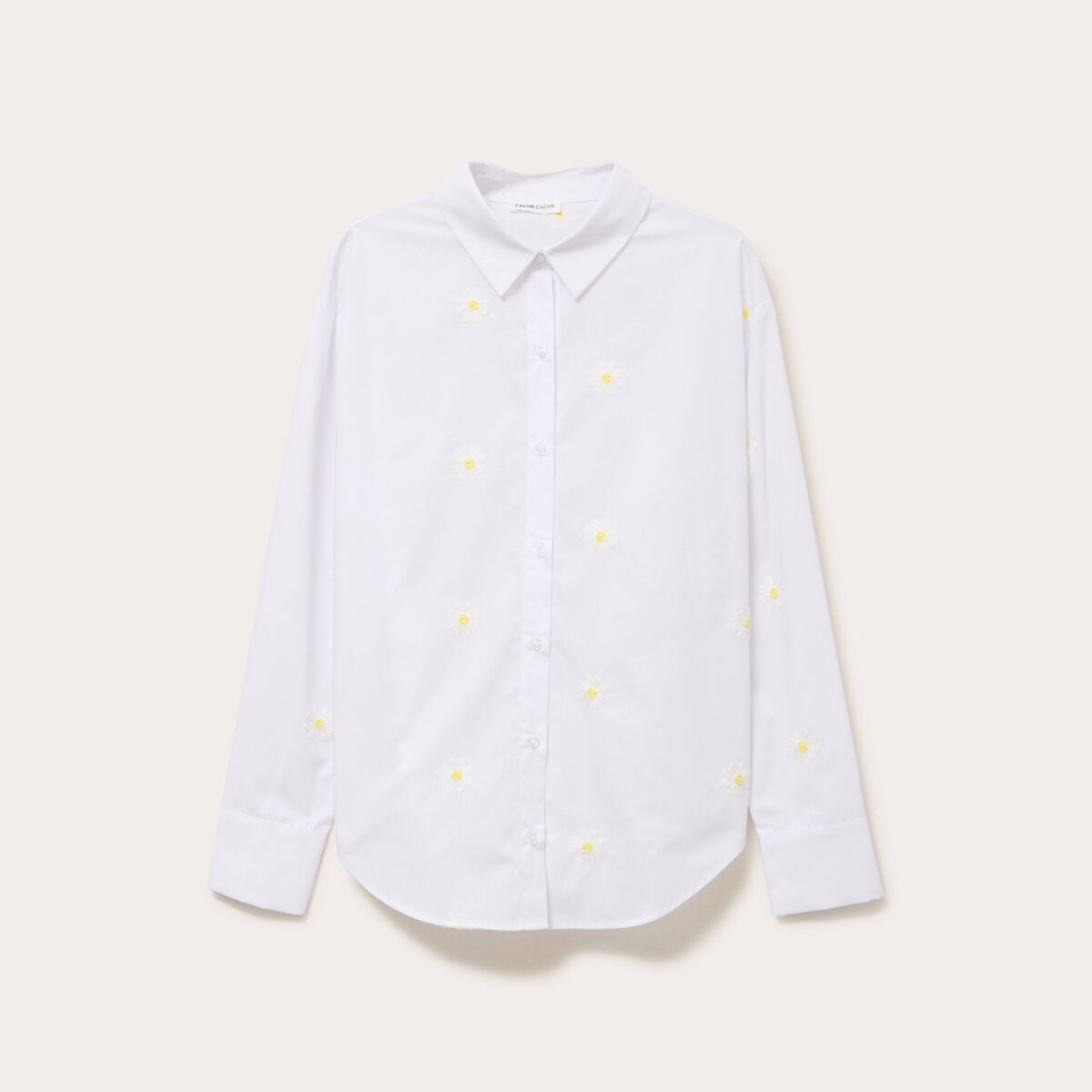 Chemise droite courte col classique blanc femme