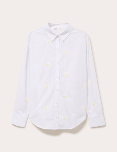 Chemise droite courte col classique blanc femme