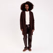 Pantalon droit similicuir marron fonc&eacute; femme