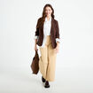 Pantalon large beige femme