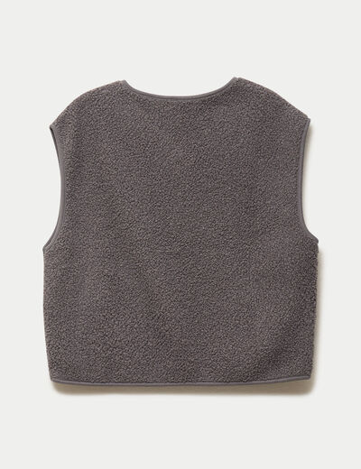 Gilet sans manches effet polaire gris fonc&eacute; femme