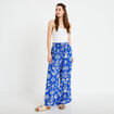 Pantalon large taille standard pliss&eacute; bleu roi femme