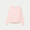Gilet boutonn&eacute; avec col en V rose clair femme