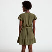 Robe courte &eacute;vas&eacute;e col v manches courtes vert kaki femme