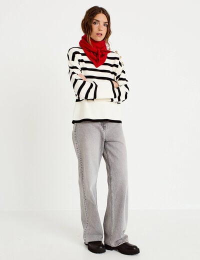 Pull ample manches longues ecru femme