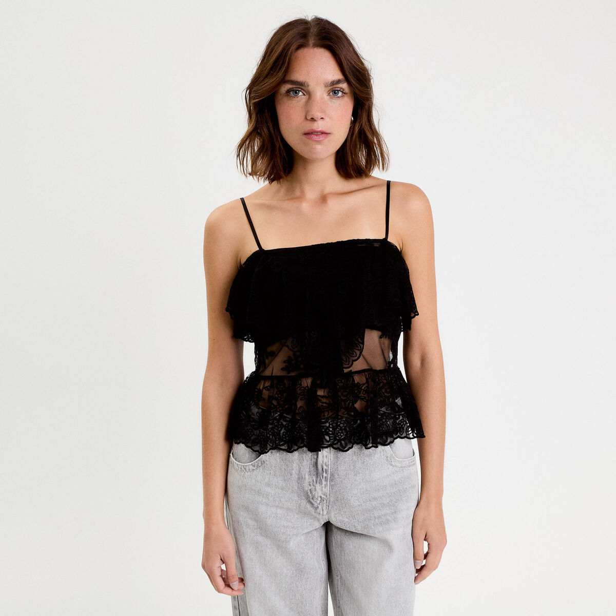 D&eacute;bardeur dentelle noir femme
