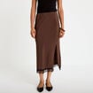 Jupe &eacute;vas&eacute;e 3/4 d&eacute;tail dentelle marron fonc&eacute; femme