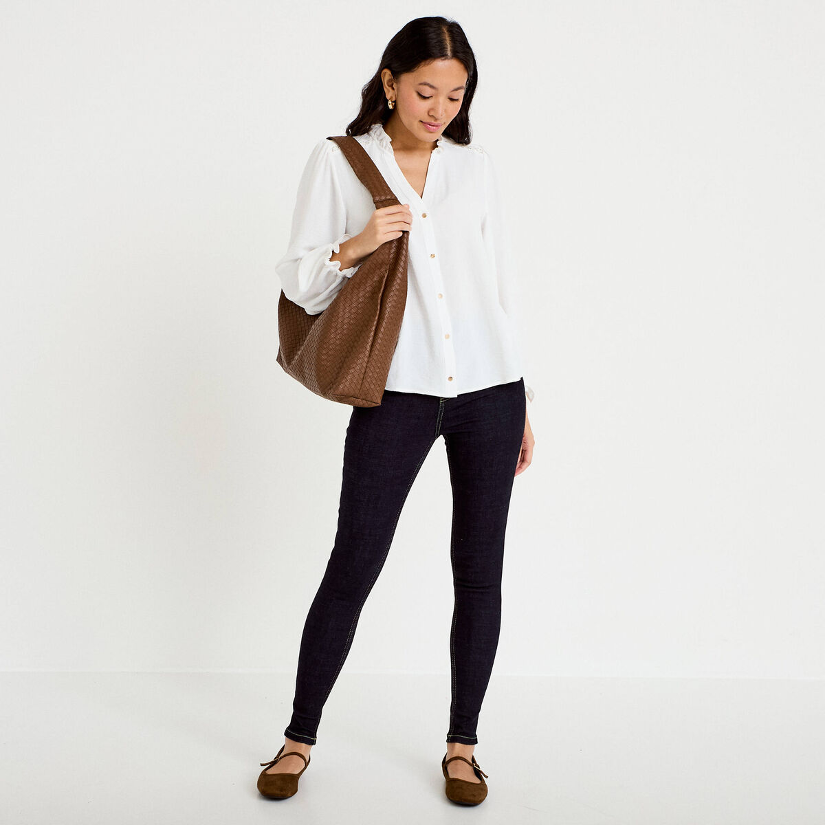 Jean skinny taille haute denim brut rinse femme