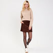 Jupe trap&egrave;ze en velours marron fonc&eacute; femme