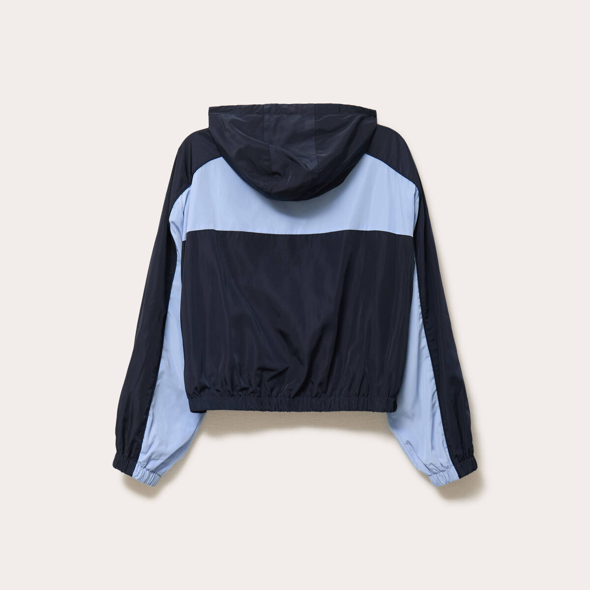Veste cropped &agrave; capuche manches longues bleu marine femme