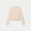 Gilet ajour&eacute; col v manches longues ecru femme