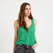 D&eacute;bardeur ajour&eacute; aspect dentelle col v vert femme