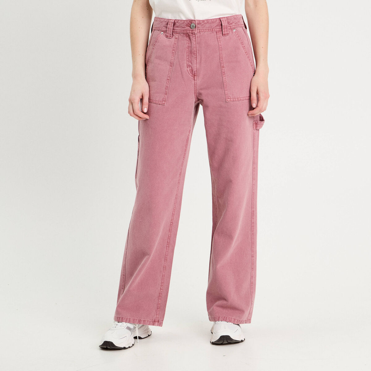 Jean wide leg carpenter vieux rose femme