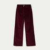 Pantalon bootcut taille haute velours bordeaux femme