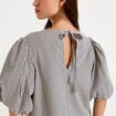 Blouse effet boule manches courtes bleu femme
