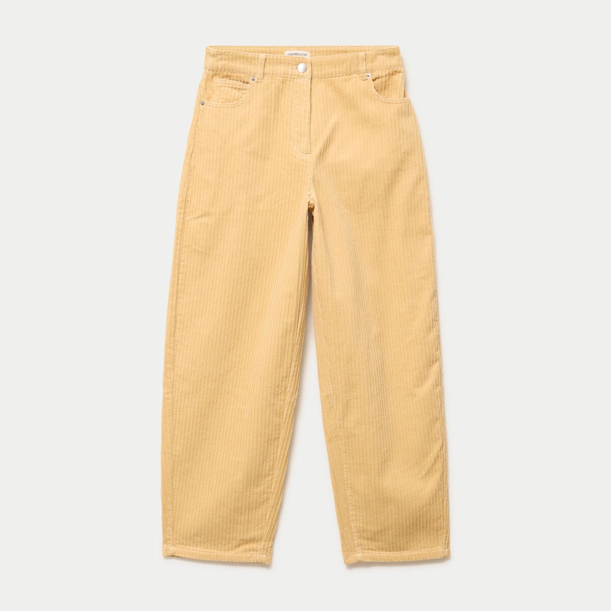 Pantalon large en velours jaune femme