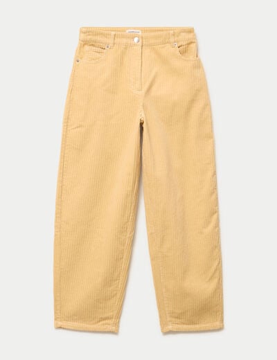 Pantalon large en velours jaune femme