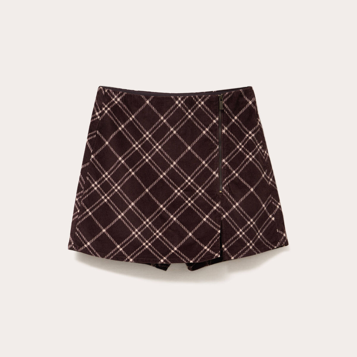 Jupe-short en velours marron chocolat femme