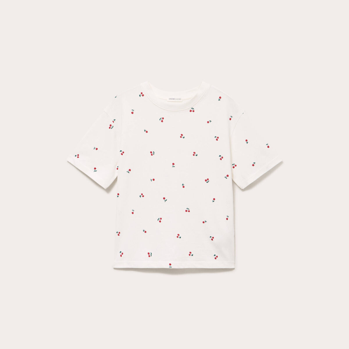 T-shirt &agrave; motif manches courtes blanc femme