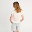 T-shirt ajour&eacute; d&eacute;tails cordons ecru femme