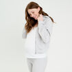 Sweat &agrave; capuche manches longues gris clair femme