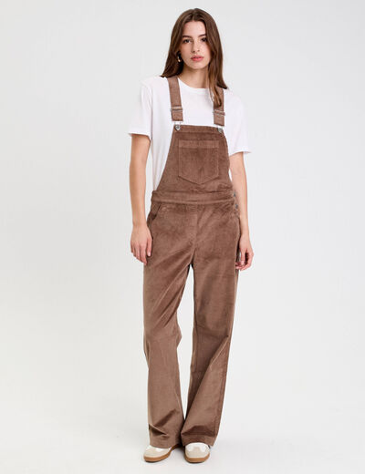 Salopette en velours taupe femme