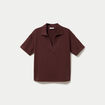 Sweat col chemise manches courtes marron femme