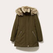 Parka &agrave; capuche fausse fourrure vert kaki femme