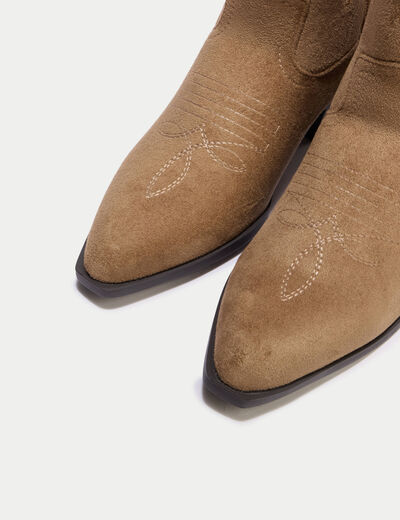 Bottes aspect daim beige femme