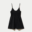 Combishort large col v fines bretelles noir femme