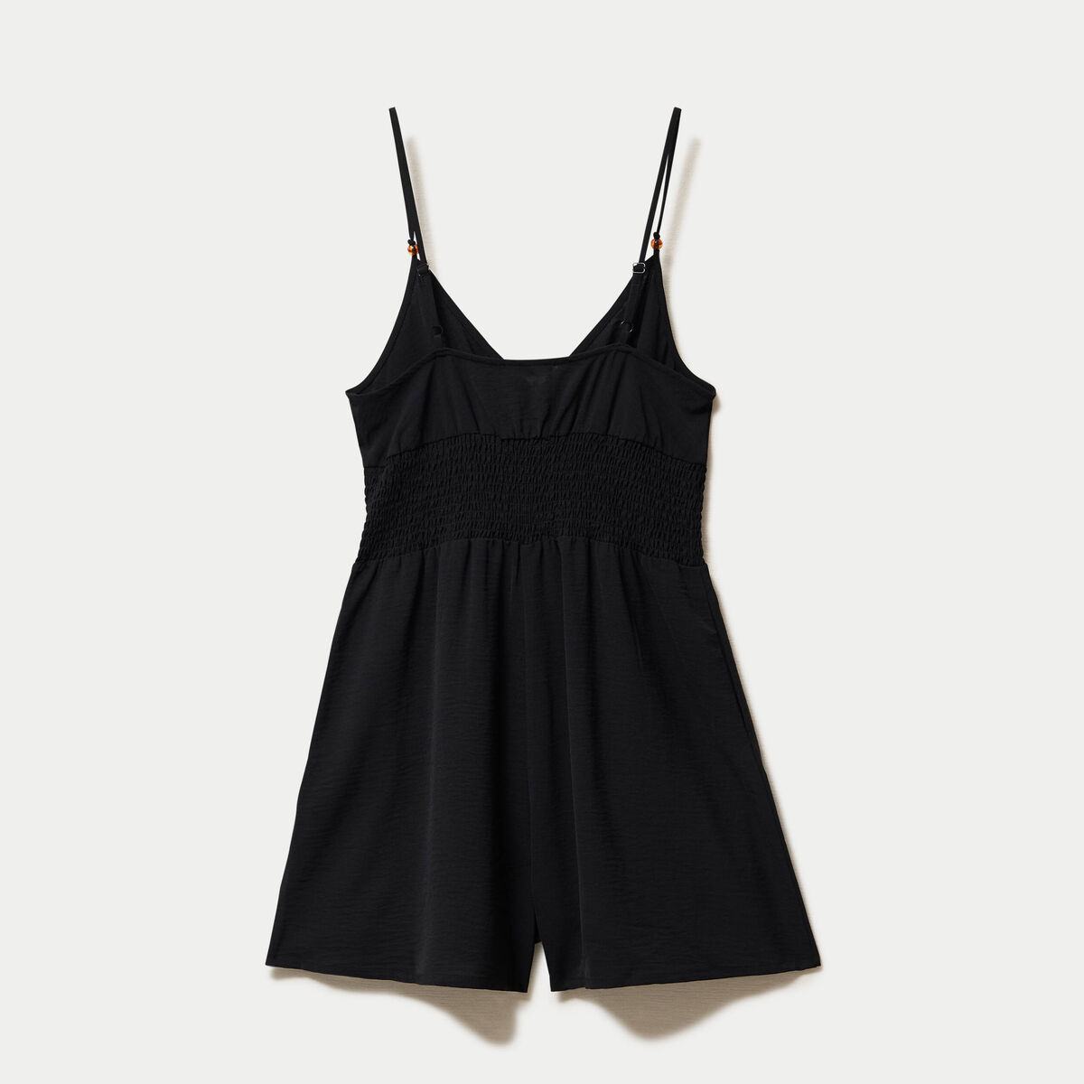 Combishort large col v fines bretelles noir femme
