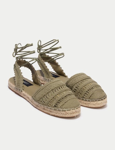 Sandales aspect chin&eacute; vert kaki femme