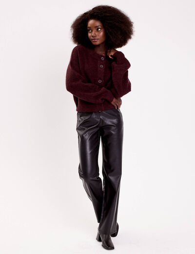 Gilet boutonn&eacute; rouge fonc&eacute; femme