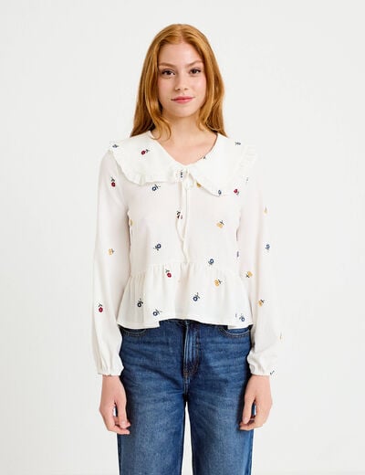 Blouse droite manches longues multicolore femme