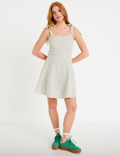 Robe patineuse courte &agrave; fines bretelles gris femme