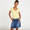 Jupe droite courte en jean denim stone femme