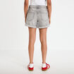 Short mom taille haute en jean denim gris femme