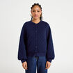 Bomber manches longues bleu marine femme