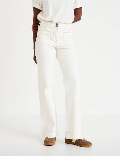 Jean bootcut taille haute denim blanc femme