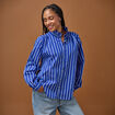 Chemise oversize manches longues bleu femme