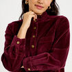 Robe droite velours col montant bordeaux femme