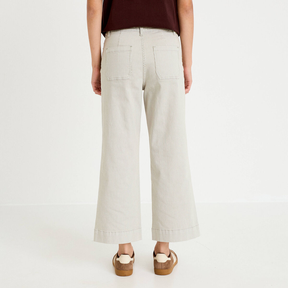 Jean flare cropped taille haute vert kaki femme