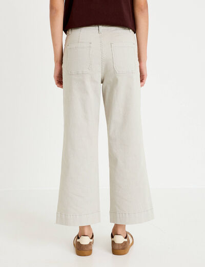 Jean flare cropped taille haute vert kaki femme