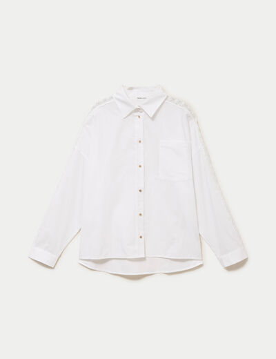 Chemise d&eacute;tails dentelle ecru femme