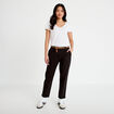 T-shirt col v manches courtes blanc femme