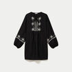 Robe brod&eacute;e en cr&ecirc;pe noir femme