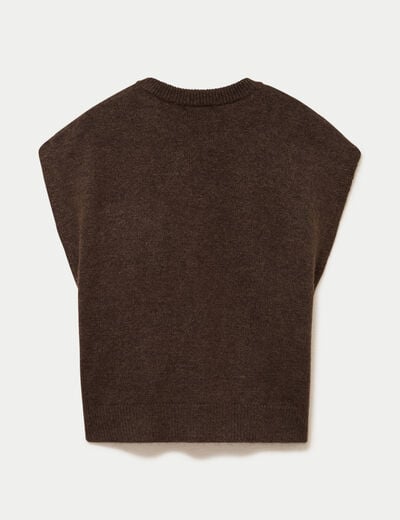 Pull sans manches beige femme